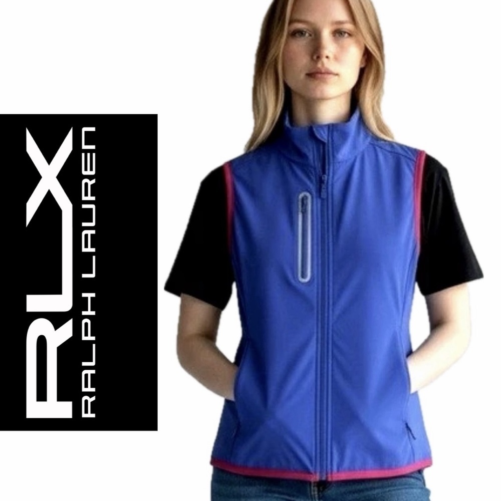 Ralph Lauren RLX Golf Vest Tech Terry Performance Royal Blue/Pink Athletic Core